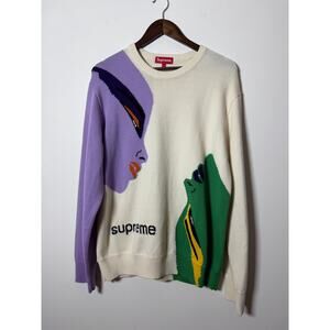 Supreme faces sweater cream